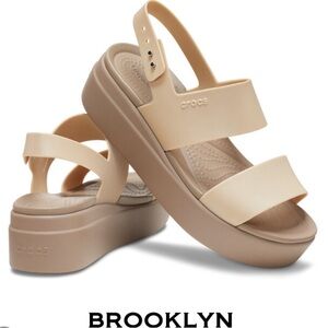 CROCS Cream Platform Sandals Modern Comfort
